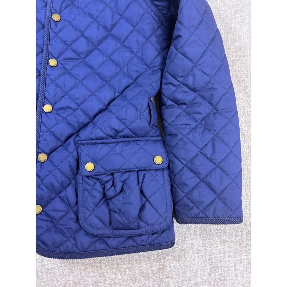 Ralph Lauren Kids Navy Blue Quilted Barn Jacket Corduroy Collar Large 12/14